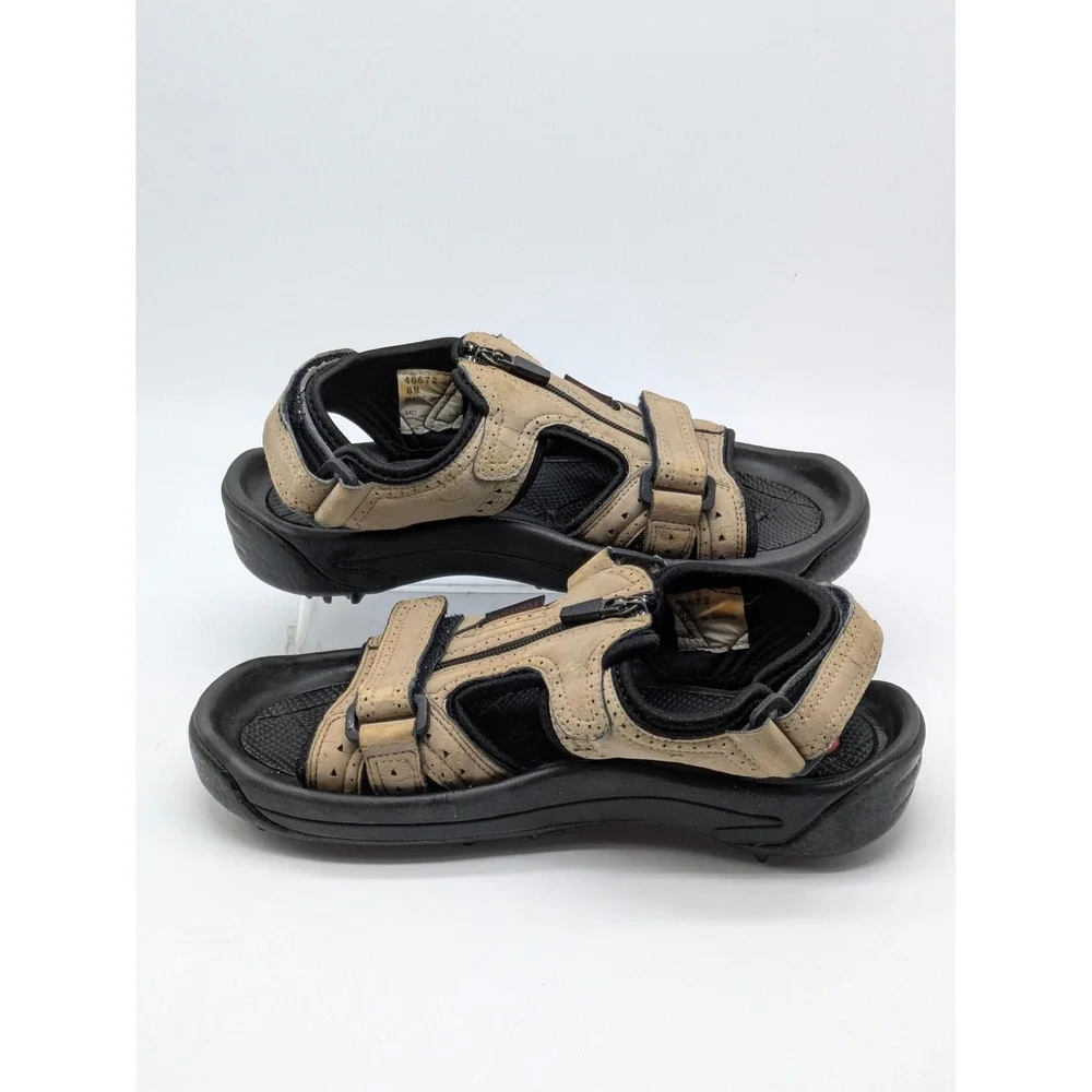 FootJoy Golf Sandals Mens Size 8 Beige Leather Spikeless Comfort Shoes